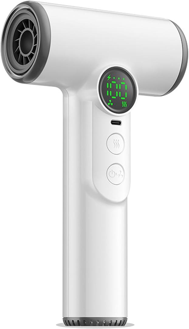 Cordless Hair Dryer, USB Rechargeable Portable Hair Dryer with 3 Adjustable Gears, Digital Display Screen, Haircare Nozzle, for Home School, 200W