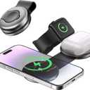 3-in-1 Travel Charger, Compatible with MagSafe, Portable Wireless Charging Hub, Compatible with Apple Devices, iPhone 16/15/14/13/12 Series, Apple Watch Series 10 to 1 & Ultra, AirPods