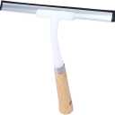 Multi-Functional Glass Wiper Tool Long Wooden Handle Silicone Water Removal Squeegee for Home Window Cleaning and Bathroom Use