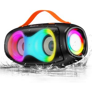 Portable Bluetooth Speaker,IPX5 Waterproof Wireless Speaker with Dynamic Lights,TWS Pairing to 40W Stereo Sound,Bluetooth 5.0,20H Playtime, Outdoor/Home Small Speakers as Gifts for Kids Teens or Women
