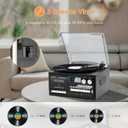 Vintage 9-in-1 Record Player Turntable with Bluetooth, AM/FM Radio, CD & Cassette Player, USB/SD Playback, Remote Control, Aux & RCA Inputs, Headphone Jack Classic Audio System for Music Lovers