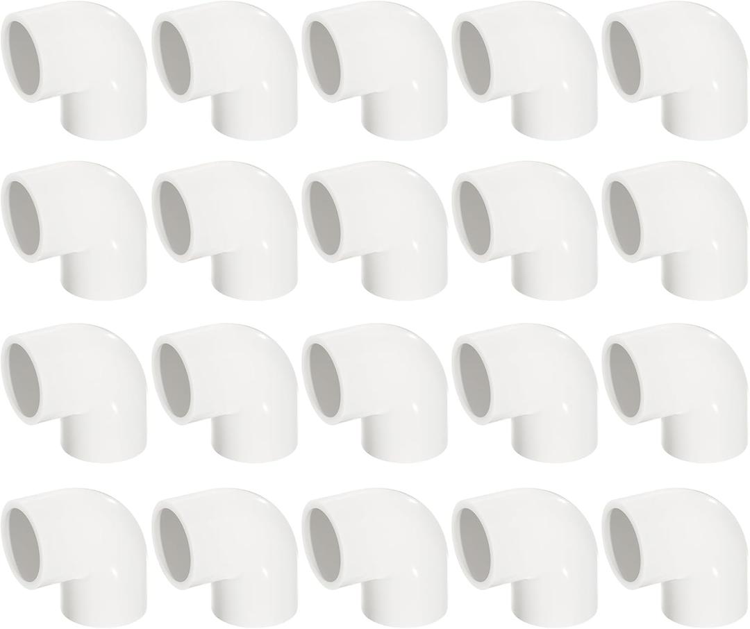 1-1/4" 20 Pcs 90 Degree Elbow Pipe Fittings (Socket x Socket), Heavy Duty 2 Way Right Angle Pipe Fitting for DIY Creations, Schedule 40 PVC Coupling Adapter.