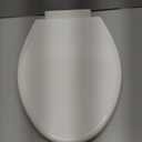 Mayfair Preston Easy to Clean Single Hinge Toilet Seat, Modern Slow Close Plastic Toilet Seat, Made in USA, Elongated, White