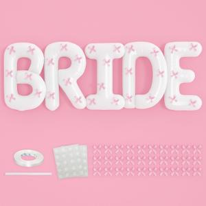 40 inch BRIDE Balloons Bachelorette, White Bride Balloons with Pink Bow for Bachelorette Party Decorations, Giant Wedding Foil Balloon Letter Banner for Wedding Engagement Bride To Be Party