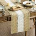 Artoid Mode Burlap Brown Farmhouse Rustic Table Runner, Seasonal Hollow Kitchen Dining Table Decoration for Home Party Decor 12x36 Inch