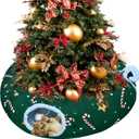 LUCKITTY Cat Tunnel Bed in Christmas Style with Star, Crutches, Candy, and Snowflakes Patterns - 3FT x 3FT x 9.8 INCH Size Green Decorative for Festive Felines