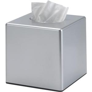 Tissue Box Cover, Square Facial Tissue Holder Storage for Bathroom Vanity, Countertops, Dressers, Night Stand, Parlors and Offices - Silver
