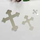 10pcs Acrylic Baptism Cross Cake Topper, Mirror Cross Cake Decor, Gold Holy Communion (4'', Silver Mirror)