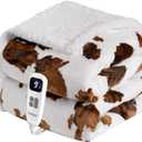 Heated Blanket Throw Blanket  Fast Heating Blanket with 10 Heat Settings & 4 Timer Options, Cozy Soft Fleece Sherpa, Washable, Warm Gifts for Grandma (Throw 50" x 60", 09 - Brown Highland Cow)