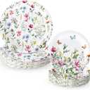 Whaline 40 Pcs Wildflower Paper Plates Floral Flower Party Decoration 7 In & 9 Inch Disposable Dessert Plates for Spring Summer Picnic Birthday Bridal Shower Baby Shower Party Tableware Supplies