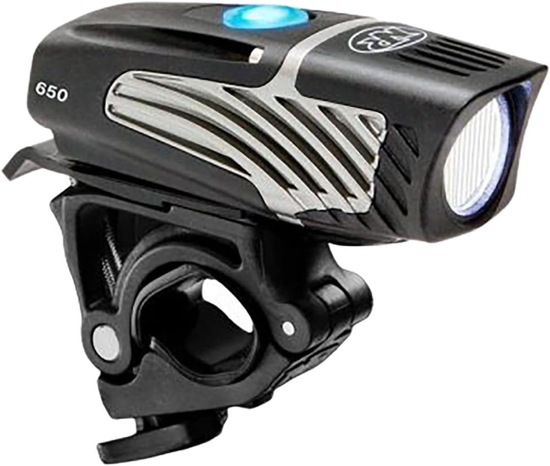 NiteRider Lumina Micro 650 Lumen USB Rechargeable Front Bike Light  5 Modes Compact LED Headlight Helmet Mount IP64 Waterproof Road Cycling MTB Commuter Night Riding Safety Easy Mount Bicycle Light