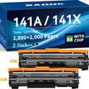 Compatible 141A 141X Toner Cartridge 2 Black (High Yield 4,000 Pages) Replacement for HP 141A W1410A 141X W1410X Black Toner Compatible with Pro M110w MFP M140w M139, (with chip)