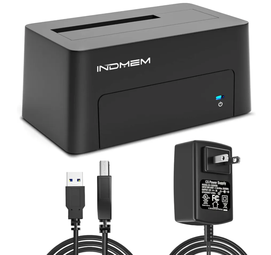INDMEM SAS to USB 3.0 Adapter, SAS/SATA Hard Drive Enclosure Reader Converter Docking Station for 2.5/3.5 inch Server HDD SSD with 12V/2A Power Adapter, Support up to 18TB(New Upgrade)