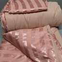 Whale Flotilla 2-Piece Reversible Silky Soft Twin Size Comforter Set, Luxury Stripe Satin Comforter Bedding Set with Satin Pillowcase, Lightweight Duvet for All Seasons, Pink (Twin(68"X88"))