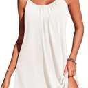 AI'MAGE Women's Bathing Suit Cover Up Spaghetti Straps Swim Dresses Beach Cover Ups Pleated Neck Swimsuit Coverups M