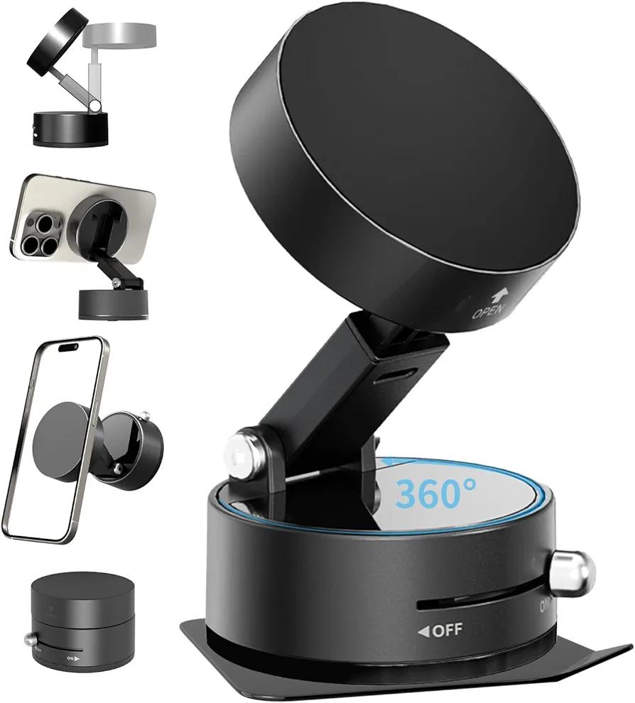 AIWOGEP Magnetic Phone Holder for Car Mount,Vacuum Magnetic Suction Car Accessories for Women Men iPhone 16 Pro Max 15 14 13 12 Plus Samsung Huawei (Black)