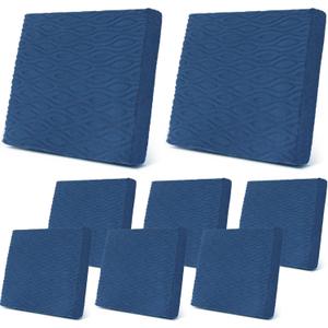Newwiee 8Pcs Stretch Patio Cushion Covers Outdoor Cushion Covers for Patio Furniture Replacement Couch Sofa Slipcovers Jacquard Textured Soft Fabric Washable Furniture Protector(Navy Blue,Classic)