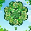 St. Patrick's Day Wind Spinner, St Patricks Day Decorations Gifts for Women, 3D Shamrock Hanging Wind Spinners for Outdoor & Indoor Decor, 12 Inch Metal Wind Spinner for Garden Yard Home Ornament