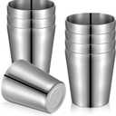 8 Pack 10 oz Stainless Steel Insulated Cups, Double Wall Vacuum Metal Tumbler Stackable Camping Drinking Water Glasses Unbreakable Reusable Mugs for Travel Indoor Outdoor Party Supplies(Silver)
