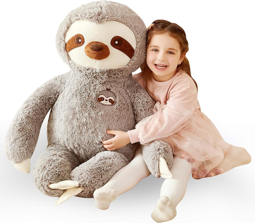 IKASA Large Sloth Stuffed Animal Plush Bradypode Toy for Children (Gray, 30 inches) (Giant)