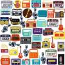 48 Pcs Music Style Patches Stickers Music Theme Iron on Patches Tape Radio Guitar Headphone Note Embroidery Vintage Patches Sew on Applique Patches for Clothes Hats Backpack Clothes DIY Accessory