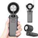 Rican Handheld Portable Fan with Cooling,1-100 Speeds,3 IN 1 Neck/Desk/Hand Held Fan Rechargeable USB Personal Small Mini Pocket Turbo Fans for Travel,Gifts for Women Camping Outdoor (Black(Foldable Style))