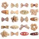 Baby Girls Hair Clips Flower Fabric Snap Hair Clips Bow Hair Accessories for Little Girl Teens Toddler Kids, Assorted 20Pcs