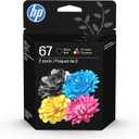HP 67 Black/Tri-Color Ink Cartridges (2-Pack) | Works with DeskJet 1255, 2700, 4100, Envy 6000, 6400 | Instant Ink Eligible | 3YP29AN