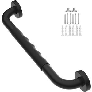 AntiSlip Black Grab Bars 16 Inch w/Rubber Grip, iMomwee Stainless Steel Bathroom Wall Mount Oil Rubbed Black Grab Bar Handle, Safety Balance Handrail, Handicap Elderly Senior Assist Shower Handle