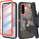 for Samsung Galaxy A56 Phone Case with Screen Protector - Military-Grade Durable Belt Clip Holster, Shockproof Full Body Protection & Built-in Kickstand for Ultimate Safety (Deer)