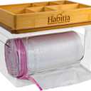 Trash Bag Holder Dispenser  2-Piece Organizer with Bamboo Lid & PET Base  Under Sink Kitchen Cabinet Bag Storage Solution