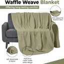 100% Cotton Blankets for Bed - Waffle Weave Blankets for Summer, Lightweight and Breathable Soft Woven Blanket for Spring (Olive Green, Throw (50" x 60"))