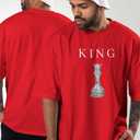 Men's Casual Graphic T-Shirt, Crew Neck, Short Sleeve, Summer Streetwear (US, Alpha, X-Large, Regular, Regular, Red) (Red, XL)