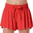 Flowy Athletic Shorts for Women Running Tennis Butterfly Shorts Girls 2-in-1 Double Layer Quick-Drying Comfy Shorts 2XL