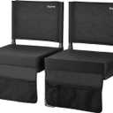 Stadium Seats for Bleachers with Back Support,Bleacher Chairs with Back and Cushion,Bleacher Seats, Portable Stadium Seats, Thick Padded Folding Chair, Comfort for Sports Events, Black 2pcs, 17.1 inches x 13.4 inches x 16.2 inches