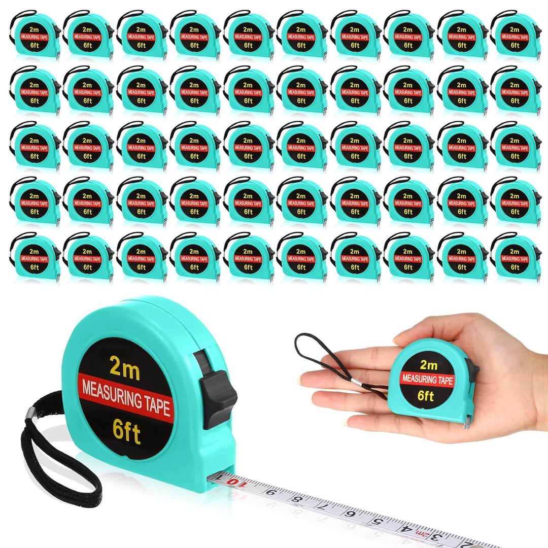 Copkim 50 Pcs Small Tape Measure Bulk 6 Ft 2M Mini Measuring Retractable Metric Tape Measure and Inch, Portable Easy to Read Measurement for Adults Prizes Construction Tool Party Favors(Green)