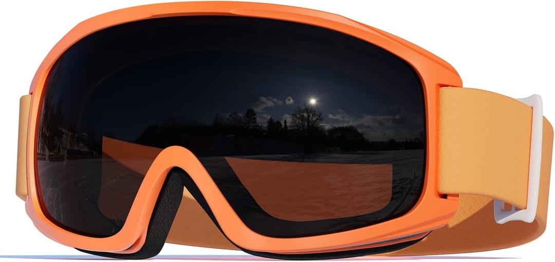 Ski Goggles for Kids 6-14 Boys Girls Youth Snowboard Snow, Snowboarding Skiing Goggles Kids 10-12 (Orange)