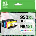 Compatible 950XL 951XL Ink Cartridge Replacement for HP OfficeJet Pro 8600 8610 8620 8100 8630 8660 8640 8615 76DW 251DW, Black, Cyan, Magenta, Yellow, 4-Pack