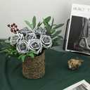 N&T NIETING Artificial Flowers, Fake Flowers Roses Perfect for DIY Wedding Bridal Bouquets Centerpieces Bridal Shower Party Home Flower Arrangement Decorations, 25Pcs, Silver Gray