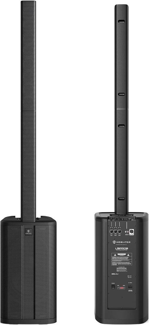 L15PRO16 Portable PA System Powered Column Line Array Speaker System, 2400W Peak Power,15 Inch, 66Lb, Bluetooth Wireless Audio, 3-Channel Mixer, Portable PA for DJs, Musicians, Events