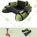 Fishing Float Tube with Adjustable Backpack Straps, Storage Pockets, Fish Ruler, Fly Fishing Boat with Pump, Oar, Rod Holder and Mount, Fins, 350LBS Load Bearing Capacity, FT003, Large