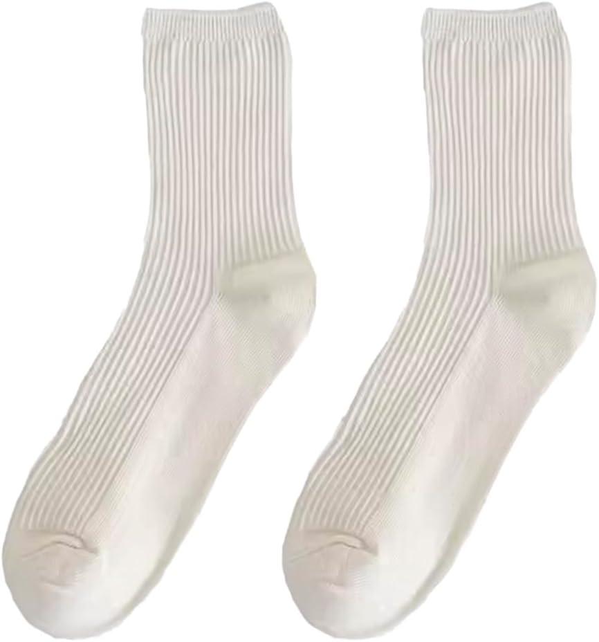 Ribbed Cotton Crew Socks for Women - Stretchy and Comfortable Fit for Everyday Outfits