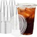 Plastic Cups with Lids 16 oz 100 pack, Clear Disposable Iced Coffee Cups with Strawless Sip Lids, Drink Cup for Cold Drinks, Iced Coffee
