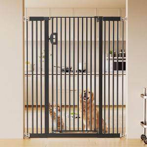 Fldofaves 57" Extra Cat Gate, Fits 29.5"-43" Wide Openings, Pressure Mounted Auto Close Tall Dog Gate with Ultra Narrow Bar Spacing, No Drill Dog Gate for Doorways, Stairs, Hallways
