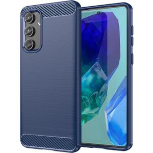 Case for Samsung Galaxy M55 Case, Carbon Fiber Shockproof Slim Silicone Rugged Soft TPU Back Phone Cover for Samsung Galaxy M55 Blue
