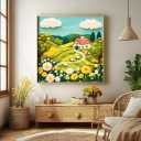 3 x Bgraamiens -Felted Farm Land-1000 Pieces Farm Land Puzzle for Adults,Whimsical Embroidery Art Design, Flowers Art Puzzle