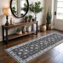 Hallway Washable Runner Rug - 2x6 Kitchen Rugs Entryway Rug Runner Vintage Soft Floor Mat Non Slip Indoor Farmhouse Carpet for Bathroom Living Room Bedroom (2 X 6, Black)