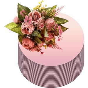 Thyle 20 Pcs 10 Inch Acrylic Round Mirrors for Tables Centerpieces Circle Mirrors Candle Plates for Wall Wedding Table Centerpieces for Baby Shower Party, Thickness 1 mm (Rose Gold)