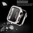 Magnetic Band for Women Compatible with Apple Watch Band 38mm 40mm 41mm 42mm 44mm 45mm 46mm Milanese Stainless Steel Loop with Bling Protective Case, Dressy Metal Strap Replacement iWatch Band