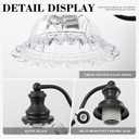 GMTB Black Bathroom Light Fixtures Over Mirror, 3 Light Vintage Bathroom Vanity Light Fixture with Clear Flower Glass Shades, Retro Vanity Lights for Bathroom, Bathroom Vanity Lights Over Mirror